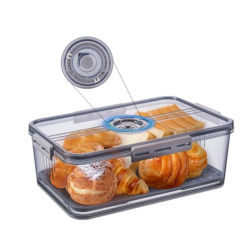 Ribech Brotkasten Brotbox Küche für Frische,Brot Aufbewahrungsbox Extra großer Brotkorb mit Deckel knäckebrotdose für langanhaltende Frische Kühlschrank Frischhaltebox Grau von Ribech