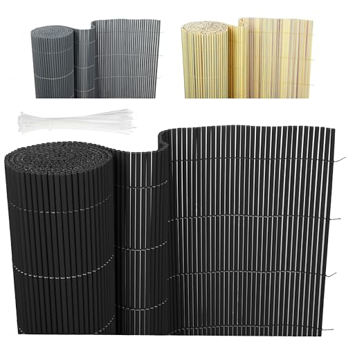 Ribelli® PVC Sichtschutzmatte, Sichtschutzzaun ohne Bohren, Sichtschutz Zaun mit Kabelbindern, Windschutz Wetterfest für Garten, Balkon und Terrasse (80 x 400 cm, Schwarz) von Ribelli