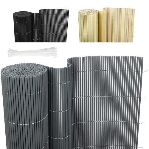 Ribelli® PVC Sichtschutzmatte, Sichtschutzzaun ohne Bohren, Sichtschutz Zaun mit Kabelbindern, Windschutz Wetterfest für Garten, Balkon und Terrasse (80 x 500 cm, Grau) von Ribelli