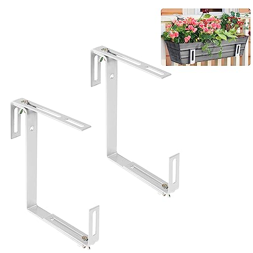 Ribelli 2er Set Blumenkastenhalter Blumenkasten verstellbar Halterung aus Metall Balkon Balkonkasten Kasten - Befestigung ohne zu Bohren - div. Farben (Weiß) von Ribelli