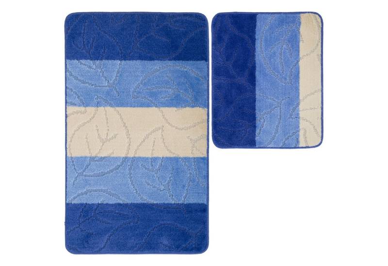 Ribelli Badematte Badezimmerteppich Set 2tlg, Badezimmermatte Rutschfest, Leaf, 60x100 cm + 50x60 cm Badteppich Waschbar von Ribelli