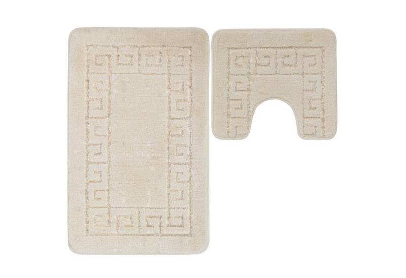 Ribelli Badematte Badezimmerteppich Set 2tlg, Badezimmermatte Rutschfest, Santorini, 50x80 + 50x40, Badteppich Waschbar von Ribelli