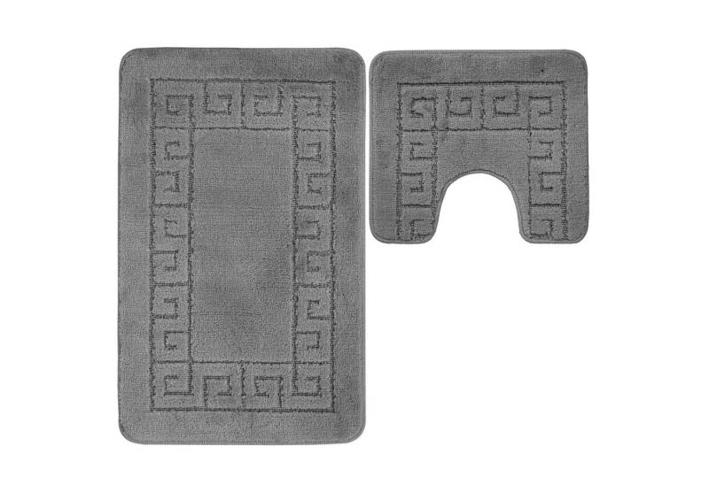 Ribelli Badematte Badezimmerteppich Set 2tlg, Badezimmermatte Rutschfest, Santorini, 50x80 + 50x40, Badteppich Waschbar von Ribelli