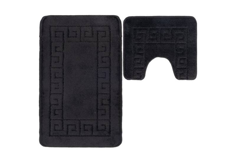 Ribelli Badematte Badezimmerteppich Set 2tlg, Badezimmermatte Rutschfest, Santorini, 50x80 + 50x40, Badteppich Waschbar von Ribelli