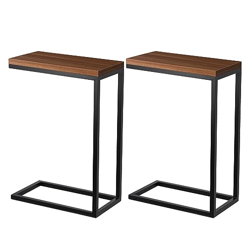 Ribelli Beistelltisch 2er Set, C-Förmiger Sofatisch 45 x 25 x 67 cm (BxTxH), Wohnzimmertisch Holz mit Metallgestell, Couchtisch Kaffeetisch Nachttisch für Schlafzimmer, Wohnzimmer von Ribelli