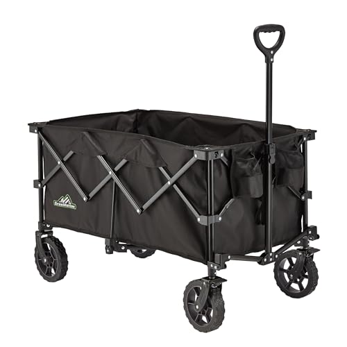 Ribelli Bollerwagen Faltbar 240L, Transportwagen 150 KG Belastbar mit Doppelbremsen, 360°All-Terrain-Räder, Einkaufstrolley mit Verstellbarem Griff, Strand/Wanderung/Camping/Einkauf/Transport von Ribelli