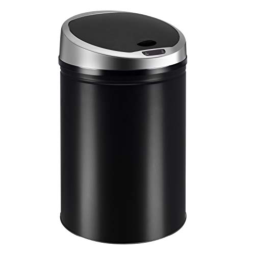 Ribelli Edelstahl Mülleimer 40 Liter - Abfalleimer mit Sensor - automatisches Öffnen und Schließen - Klemmring für Müllbeutel - Abnehmbarer Deckel - mit LED-Funktionsanzeige (schwarz) von Ribelli