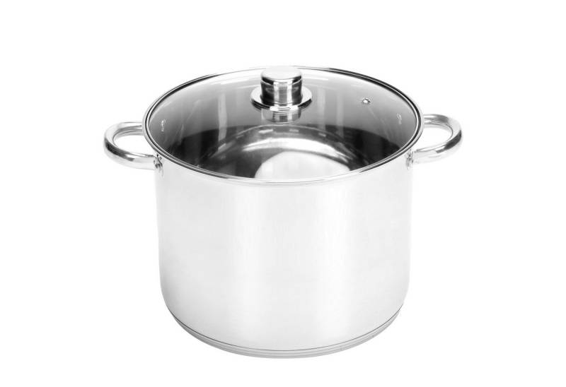 Ribelli Kochtopf Kochtopf Edelstahl, Suppentopf mit Glasdeckel & Kaltgriffen für Küche, 10L, (18/10)Edelstahl von Ribelli