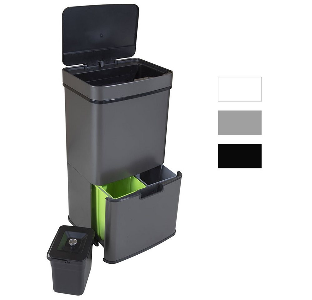 Ribelli Mülltrennsystem Sensor Mülleimer 72 L, 4 Fächer, Grau, Mülleimer Küche von Ribelli