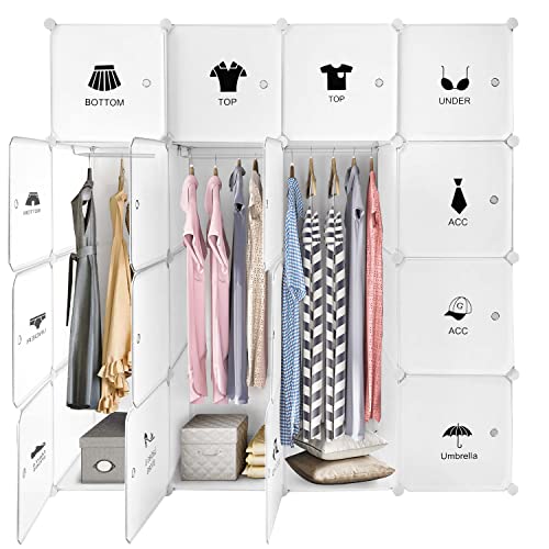 Ribelli Steck-Kleiderschrank Kunststoff Portable Garderobe mit 16 Würfeln - individuell aufbaubar - erweiterbar - auch für hängende Kleidung - platzsparend von Ribelli
