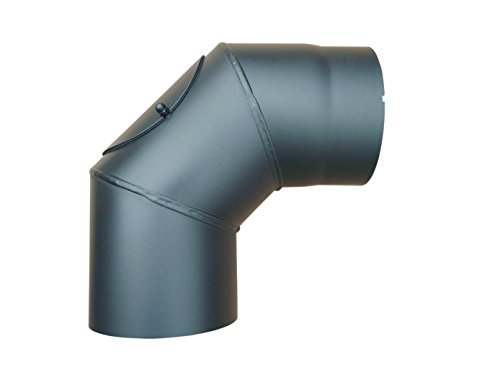 Uni-Knie 90° Winkel Ø 150 mm Senotherm® - Wandstärke 2 mm - hitzebeständig lackiert - Rauchrohrbogen, Ofenrohr-Bogen in der Farbe gussgrau - mit Tür von Ribelli