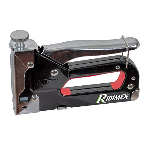 Ribimex PRAGRAM Handtacker im Set mit Nägeln und Heftklammern, schwarz und rot von RIBIMEX