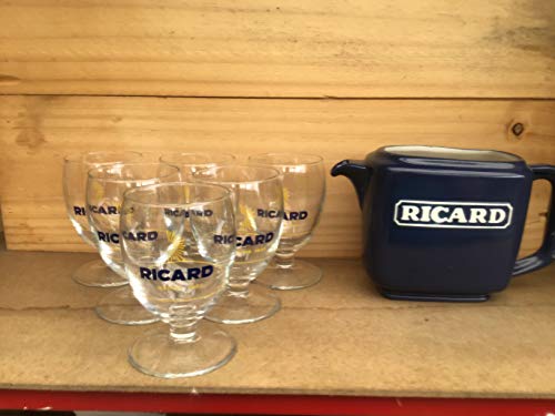 6 Stück Glas Ballon Ricard 17 cl + 1 Karaffe NEU von Ricard