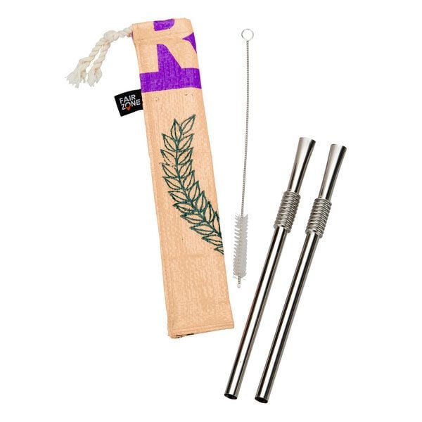 Rice&Carry RICE & CARRY 2 Edelstahl-Strohhalme plus Bürste in Tasche von Rice&Carry
