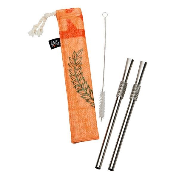 Rice&Carry RICE & CARRY 2 Edelstahl-Strohhalme plus Bürste in Tasche von Rice&Carry