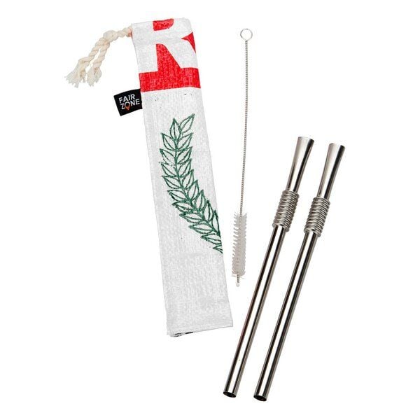 Rice&Carry RICE & CARRY 2 Edelstahl-Strohhalme plus Bürste in Tasche von Rice&Carry