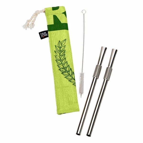 Rice&Carry RICE & CARRY 2 Edelstahl-Strohhalme plus Bürste in Tasche von Rice&Carry