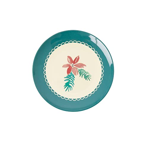 Klein rund Melamin Desserteller - Petrol - 2020 XMas Print von Rice