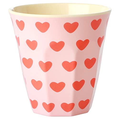 Medium Melamin Becher - Hellrosa - Sweet Hearts Print von Rice