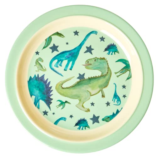 Melamin Kinderteller - Grün - Dinosaurs Print von Rice