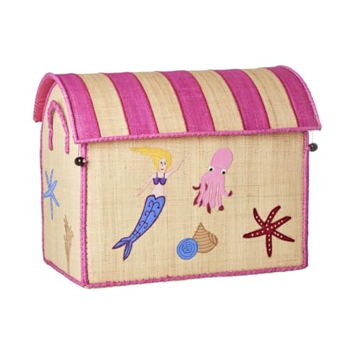 Rice Aufbewahrungskorb M Meerjungfrau | Spielzeugkorb 45x29x37 cm mit rosa Deckel & Griffen | Handgefertigt aus Raffia | Kinderzimmer Deko & Stauraum Rice Aufbewahrungskorb M Meerjungfrau | Spielzeugkorb 45x29x37 cm mit rosa Deckel & Griffen | Handgefertigt aus Raffia | Kinderzimmer Deko & Stauraum von Rice
