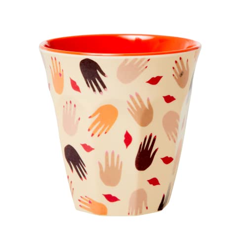 Medium Melamin Becher - Crème - Kisses Print von Rice