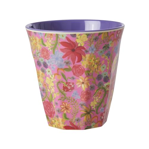 Rice Melamain Cup. Trinkbecher medium, Größe 9 x 9 cm, Füllmenge ca. 300 ml, gemustert (Swedish Flower Print, medium) von Rice