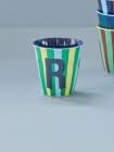 Rice Melamin Becher medium gestreift mit Buchstaben, Modell für Jungen blau/grün/mint- Töne, Größe 9 x 9 cm (R Junge) von Rice