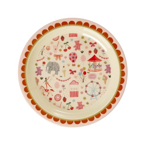 Rice Melamin Kinderteller Teller - Pink - Fun Fair Print von Rice