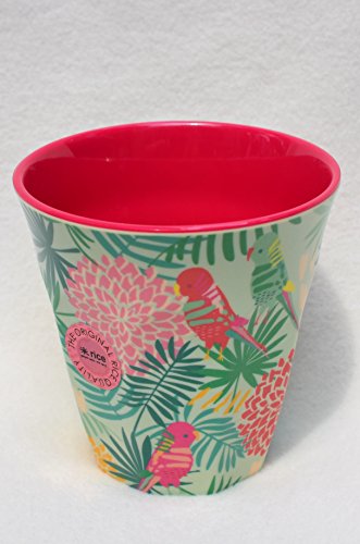 Rice Melaminbecher Tropic, Farbspiel mint, grün, pink, koralle: innen pink, Größe 9 x 9 cm von Rice