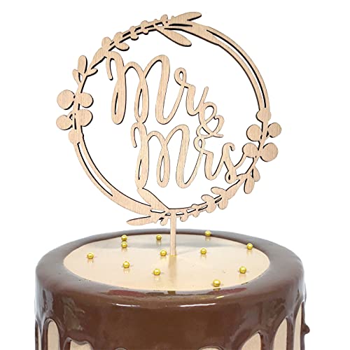 Riceel Hochzeit Holz Kuchen Topper, Mr Mrs Deko Hochzeit Tortenaufsatz Holz für Hochzeitstorte Tortendeko Hochzeit Tortenstecker Hochzeit für Hochzeit Jubiläum Verlobung Holzfarbe von Riceel