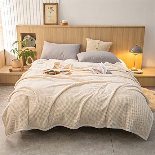 Ricemru Beige Wohndecken Kuscheldecke Waffel Flauschig 150x200,Fleecedecke Flanell Decke Extra Weich Dicker Warm Einfarbig Mikrofaser Falten Beständig Couchdecke Sofadecke Bettüberwurf von Ricemru