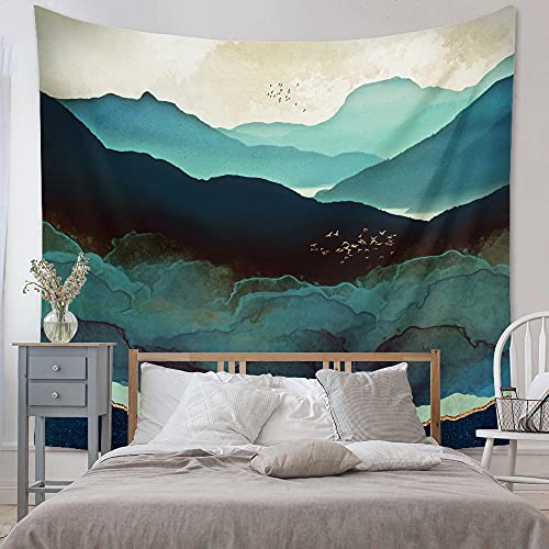 Ricemru Berglandschaft Wandteppich Aesthetic,Wandbehang Abstrakte Kunst See Vogel Wandtuch Natur Landschaft Wald Wanddeko für Schlafzimmer,150x130 von Ricemru