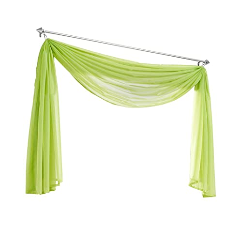 Ricemru Extra Lang Querbehang Freihanddeko Apfelgrün Vorhangschal Transparentem Voile Querbehang Gardine Schals Hochzeit Bogen Dekoration Wohnzimmer Schlafzimmer,140x300cm von Ricemru