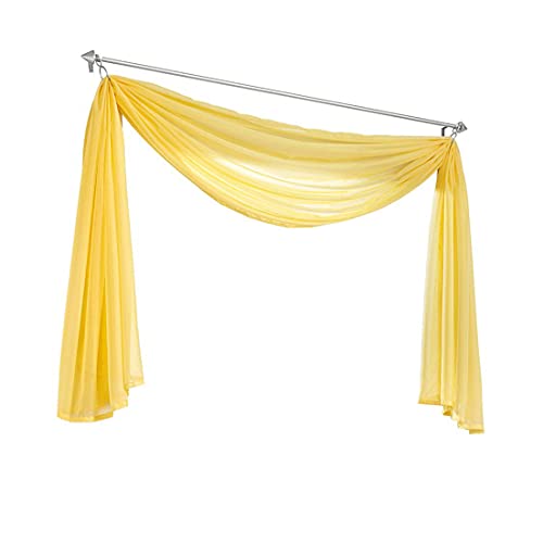 Ricemru Extra Lang Querbehang Freihanddeko Gelb Vorhangschal Transparentem Voile Querbehang Gardine Schals Hochzeit Bogen Dekoration Wohnzimmer Schlafzimmer,140x300cm von Ricemru