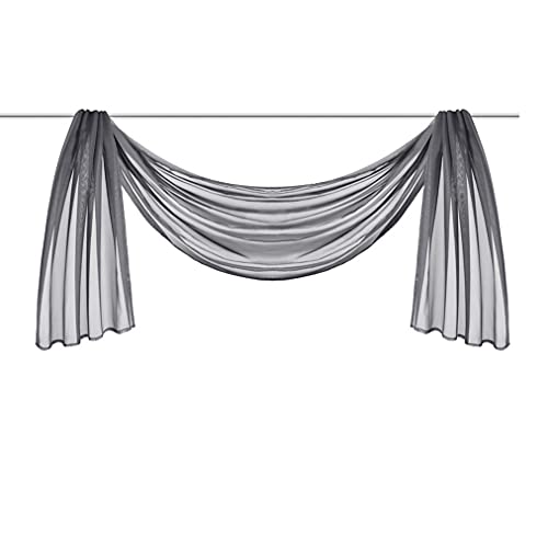 Ricemru Extra Lang Querbehang Freihanddeko Grau Vorhangschal Transparentem Voile Querbehang Gardine Schals Hochzeit Bogen Dekoration 140x300cm von Ricemru