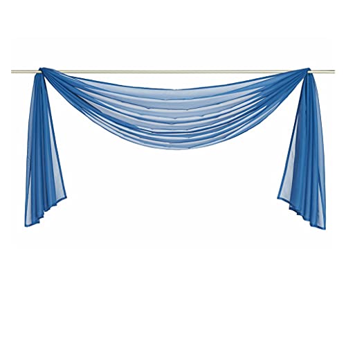 Ricemru Extra Lang Querbehang Freihanddeko Saphir Blau Vorhangschal Transparentem Voile Querbehang Gardine Schals Hochzeit Bogen Dekoration Wohnzimmer Schlafzimmer,140x300cm von Ricemru