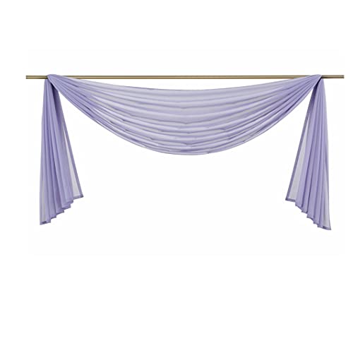 Ricemru Extra Lang Querbehang Freihanddeko Violett Vorhangschal Transparentem Voile Querbehang Gardine Schals Hochzeit Bogen Dekoration Wohnzimmer Schlafzimmer,140x600cm von Ricemru