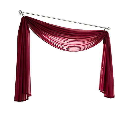 Ricemru Extra Lang Querbehang Freihanddeko Weinrot Vorhangschal Transparentem Voile Querbehang Gardine Schals Hochzeit Bogen Dekoration Wohnzimmer Schlafzimmer,140x300cm von Ricemru