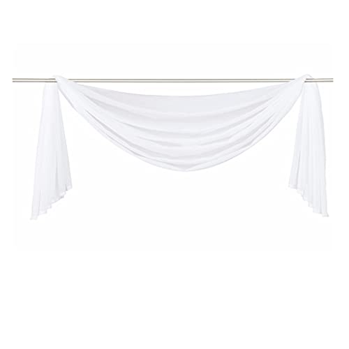 Ricemru Extra Lang Querbehang Freihanddeko Weiß Vorhangschal Transparentem Voile Querbehang Gardine Schals Hochzeit Bogen Dekoration Wohnzimmer Schlafzimmer,140x300cm von Ricemru