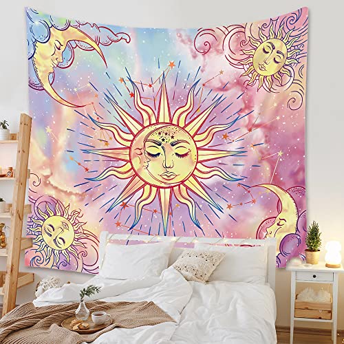 Ricemru Fantasy Wandteppich Sonne Mond Bunt,Wandbehang Psychedelic Trippy Aesthetic Wandtücher Wandtuch Sonnengott Mystische Hippie Wanddeko für Schlafzimmer 230x180 von Ricemru