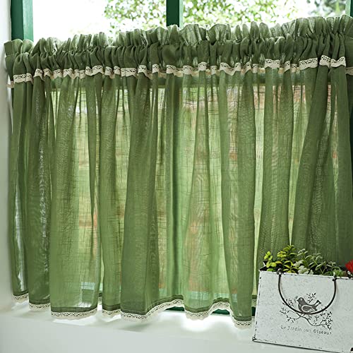 Ricemru Grün Kurzstores Gardinen Landhaus Leinen Häkelkante Scheibengardine Bistrogardine Landhausstil Vintage Kurz Halbtransparent Kurzgardine für Küche Wohnzimmer Kaffee,300x40cm Ricemru Grün Kurzstores Gardinen Landhaus Leinen Häkelkante Scheibengardine Bistrogardine Landhausstil Vintage Kurz Halbtransparent Kurzgardine für Küche Wohnzimmer Kaffee,300x40cm von Ricemru