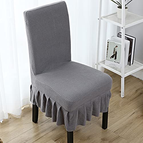 Ricemru Rock Stuhl Bezüge 4 Stück Grau Stuhlhussen Universal Stretch Dicker Stoff Stuhlhussen Landhaus Elegant Stuhlbezug Stuhlschutz Abnehmbare Abdeckung Esszimmer von Ricemru