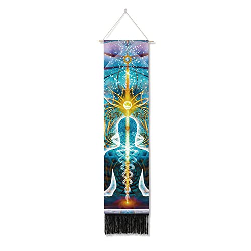 Ricemru Schmal Lang Wandteppich Buddha Lotus Wandbehang Buddhismus Yoga Chakren Bunt African Mandala Wandtuch Psychedelic Trippy Wanddeko Tapestry Wandkunst Deko von Ricemru