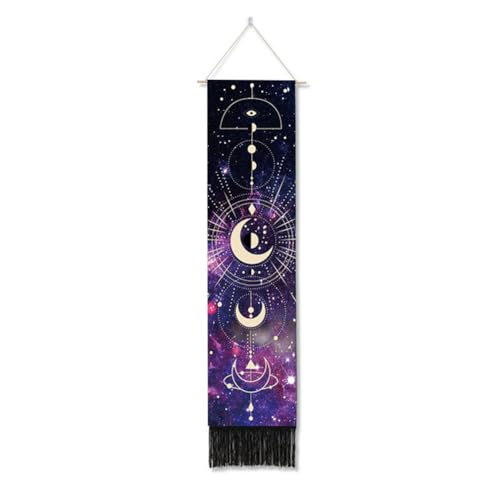 Ricemru Schmal Wandteppich Sonne Mond Sterne Wandbehang Mysteriöser Galaxie Weltall Universum Meditation Yoga Mandala Wandtuch Tapestry Wandkunst Wanddekoration von Ricemru