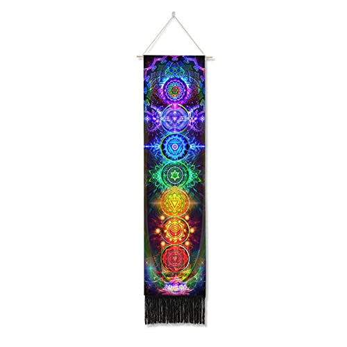 Ricemru Schmale Wandteppich Yoga Chakren Wandbehang Galaxy Universum Erde Space Weltraum Wandtuch Psychedelic Trippy Wanddeko Tapestry Wandkunst Deko von Ricemru