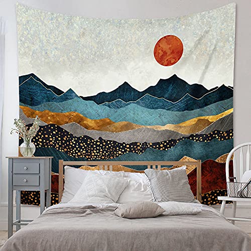 Ricemru Sonnenaufgang Wandteppich Aesthetic Berge Wandbehang Berglandschaft Abstrakte Kunst Wandtücher Natur Landschaft Psychedelic Trippy Wanddeko für Wohnzimmer 200x150 von Ricemru