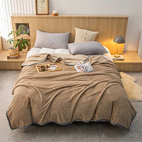 Ricemru Taupe Wohndecken Kuscheldecke Waffel Flauschig 150x200,Fleecedecke Flanell Decke Extra Weich Dicker Warm Einfarbig Mikrofaser Falten Beständig Couchdecke Sofadecke Bettüberwurf von Ricemru