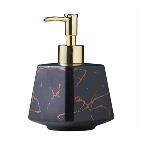 Flüssigseifenspender, Badezimmer-Seifenspender, Keramikschale für die Arbeitsplatte der Küche, mattiert, Marmorierung, Handspender für Zuhause, Pumpflaschen-Dekoration (Nero) von Rich Iron