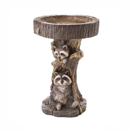 Gartenstatuen Waschbär Hofskulpturen & Statuen Ornament Holzoptik Harz Tier Vogeltränke Stehende Vogeltränke Schüssel Vogelfutterspender Rasen Hof Statue Ornament Dekor Hofornamente Dekor von Rich Iron